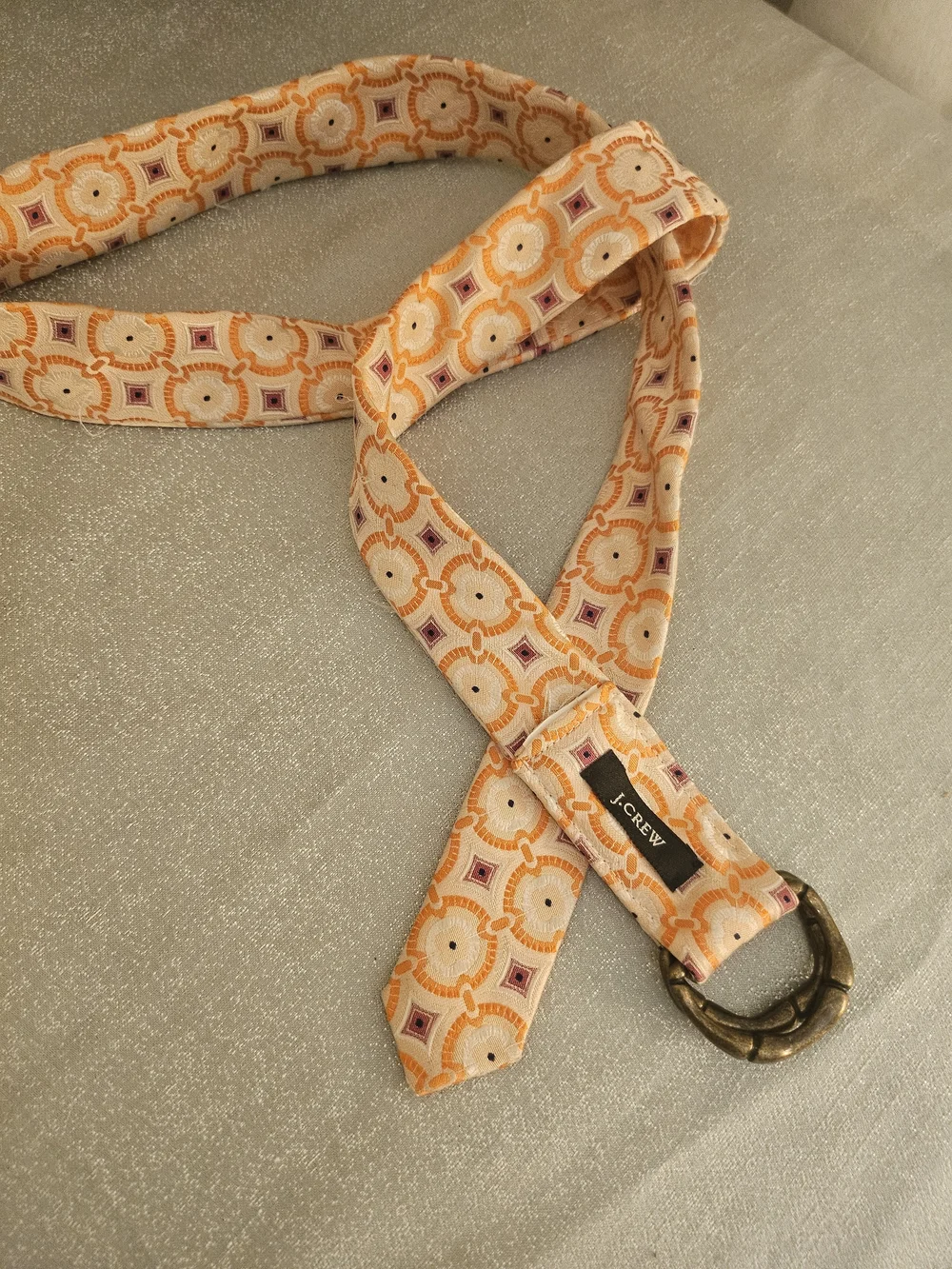 J. Crew Orange and Purple Geometric Fabric Belt